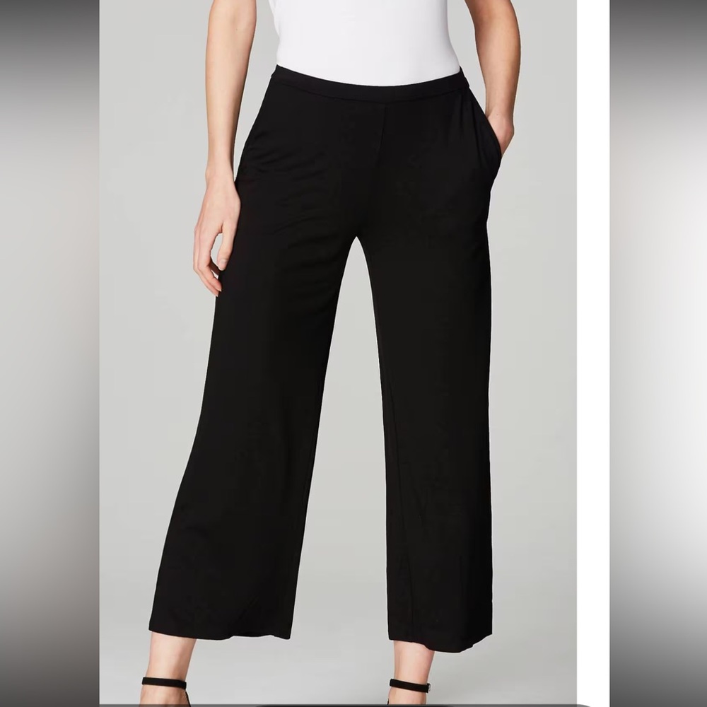 J. Jill Wearever Full Leg Cropped Classic Black Wide-Leg Pants Size Small NWT
